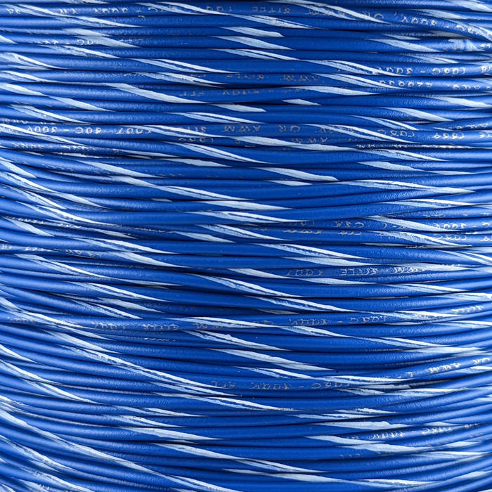 18 AWG Pinball Wire (Blue Striped) | Wire-Bot