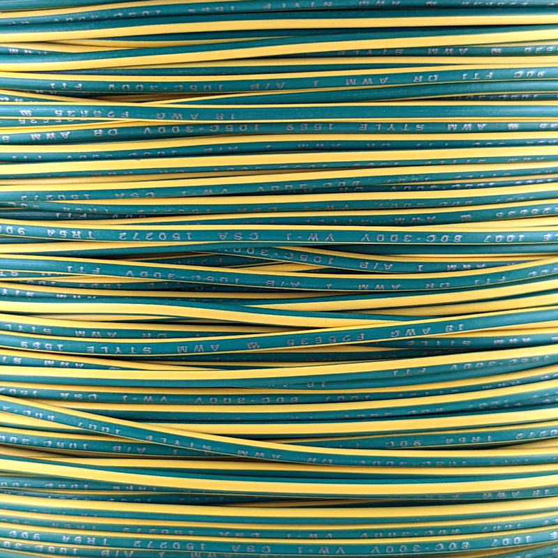 18 AWG Wire (Green Striped)
