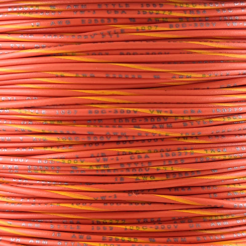 18 AWG Wire (Orange Striped)