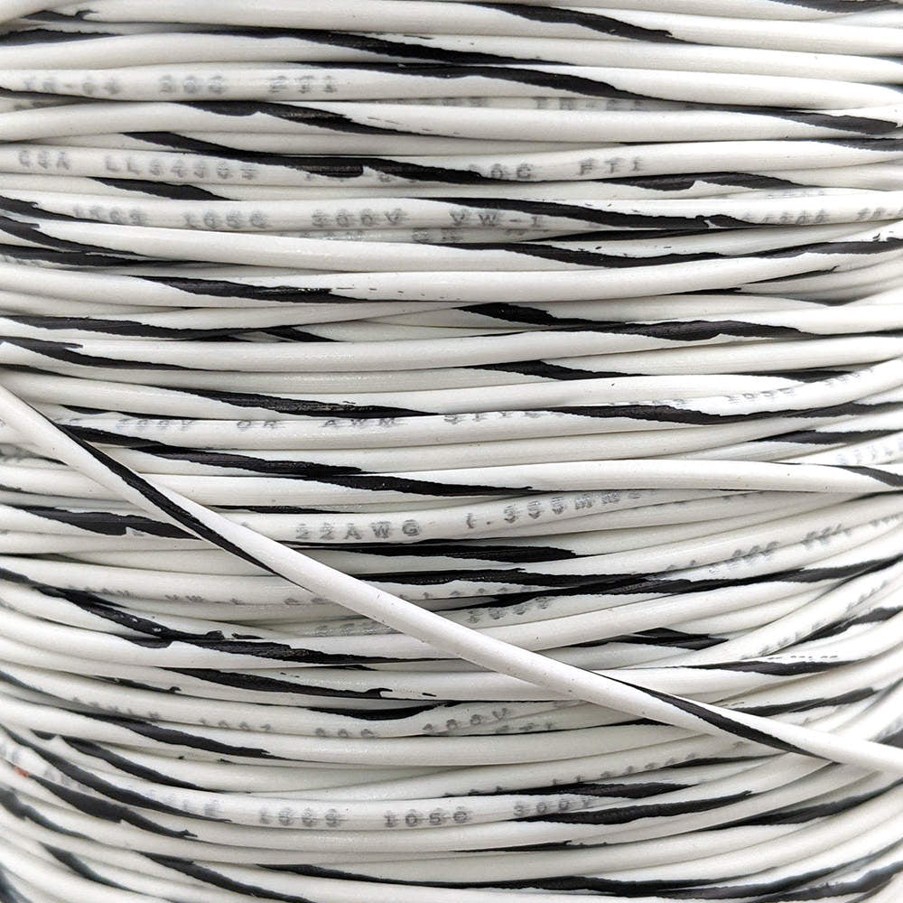 22 AWG Pinball Wire (White Striped) | Wire-Bot